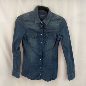 Zara Blue Denim Button-Down Shirt